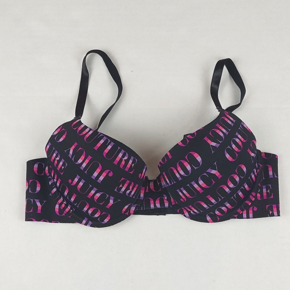 Juicy Couture Pink and Purple Monogram Push Up Bra 34C